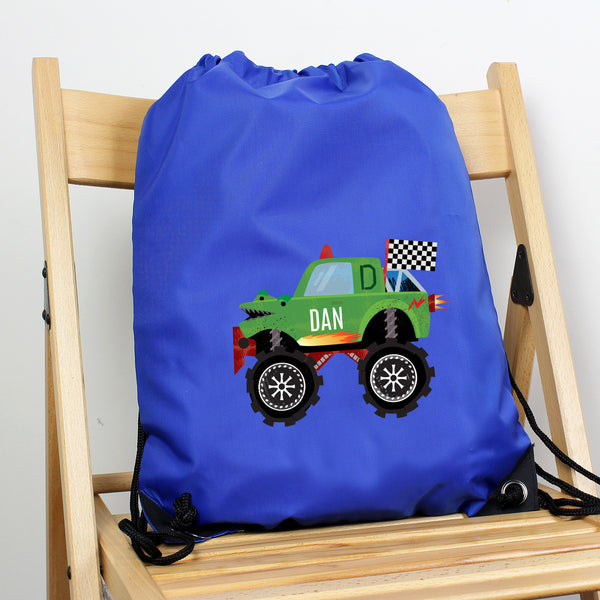 Personalised Monster Truck Blue Kit Bag - Shop Personalised Gifts