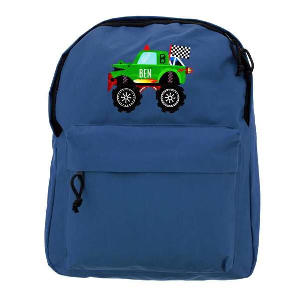 Personalised Monster Truck Blue Backpack - Shop Personalised Gifts