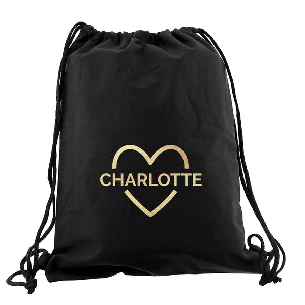Personalised Gold Heart Swim & Kit Bag - Shop Personalised Gifts