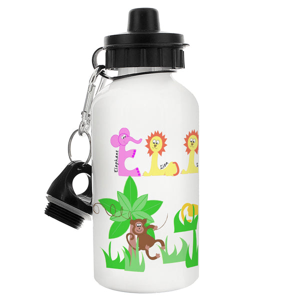 Personalised Pink Animal Alphabet Drinks Bottle