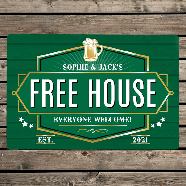 Personalised Free House Green Metal Sign - Shop Personalised Gifts
