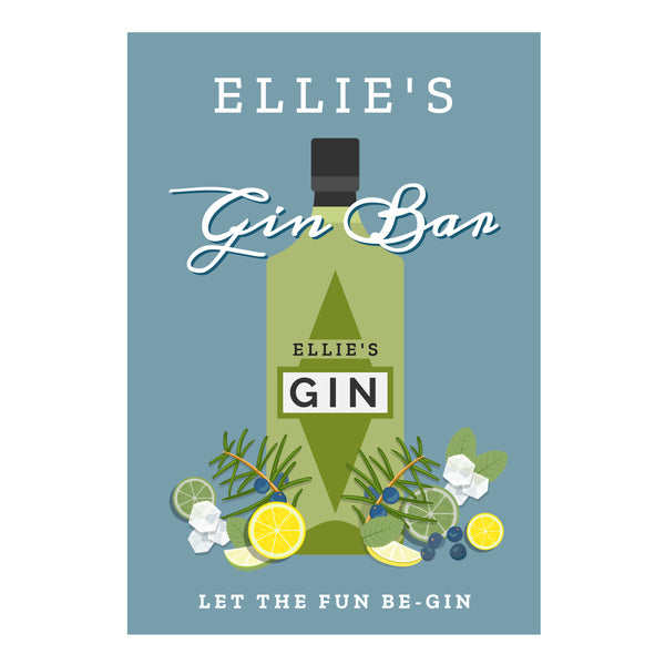Personalised Gin Bar Metal Sign