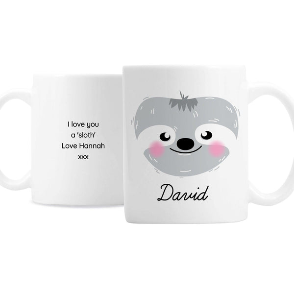 Personalised Cute Sloth Face Ceramic Mug - Shop Personalised Gifts