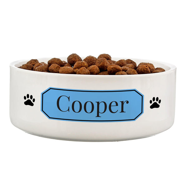 Personalised Blue Plaque 14cm Medium Pet Bowl - Shop Personalised Gifts
