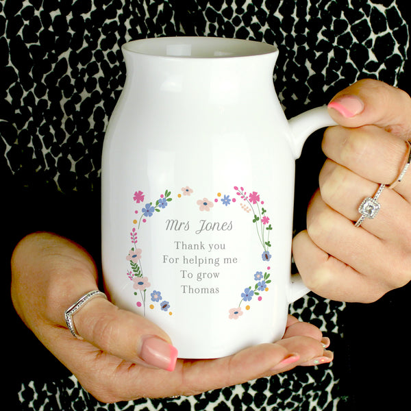 Personalised Floral Flower Ceramic Jug