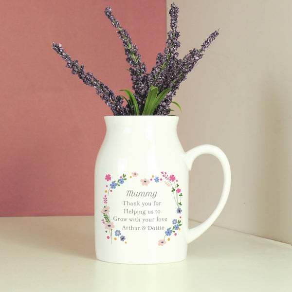 Personalised Floral Flower Ceramic Jug