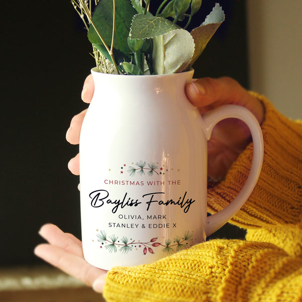 Personalised Christmas Ceramic Flower Jug