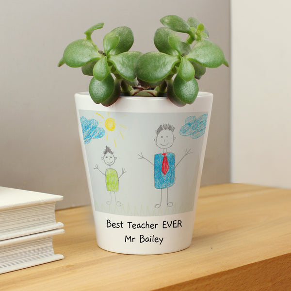 Personalised Childrens Drawing Photo Upload Ceramic Plant Pot