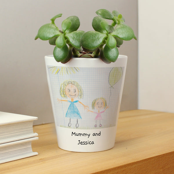Personalised Childrens Drawing Photo Upload Ceramic Plant Pot