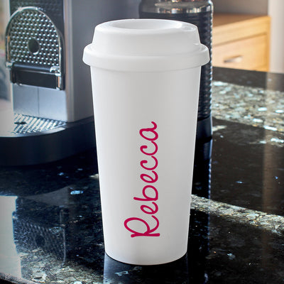 Personalised Pink Name Island Double Walled Travel Mug - Shop Personalised Gifts