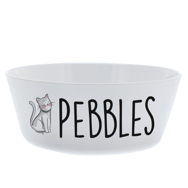 Personalised Scribble Cat Plastic Cat Bowl
