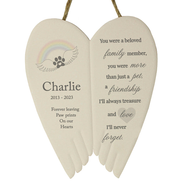 Personalised Pet Memorial Ceramic Wings