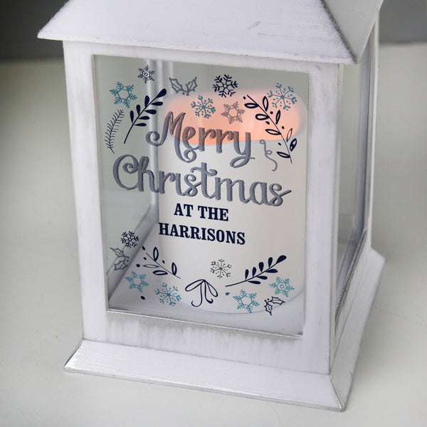 Personalised Christmas Frost White Lantern - Shop Personalised Gifts