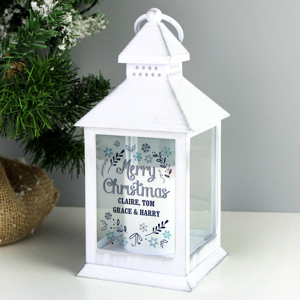 Personalised Christmas Frost White Lantern - Shop Personalised Gifts
