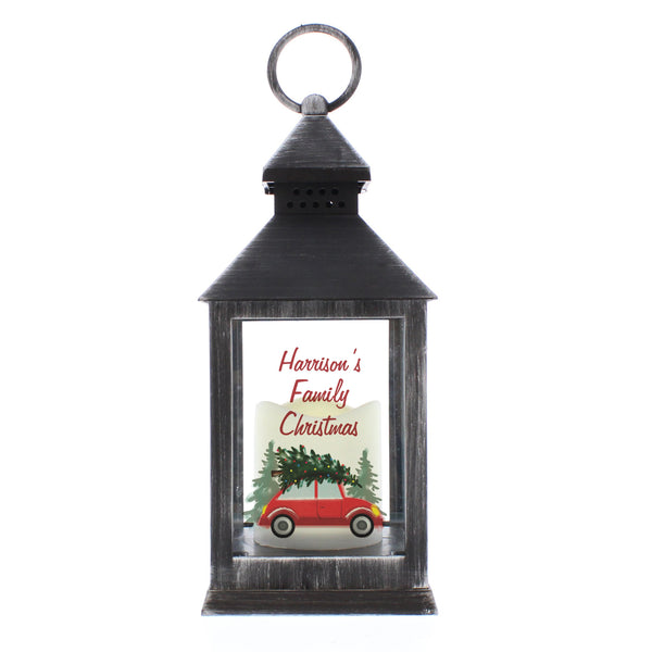 Personalised 'Driving Home For Christmas' Black Lantern - Shop Personalised Gifts