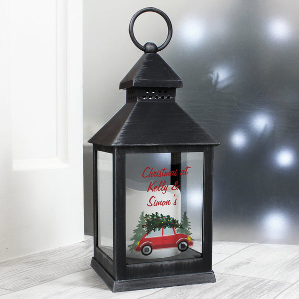 Personalised 'Driving Home For Christmas' Black Lantern - Shop Personalised Gifts