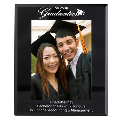 Personalised Graduation Black Glass 5x7 Photo Frame - Shop Personalised Gifts