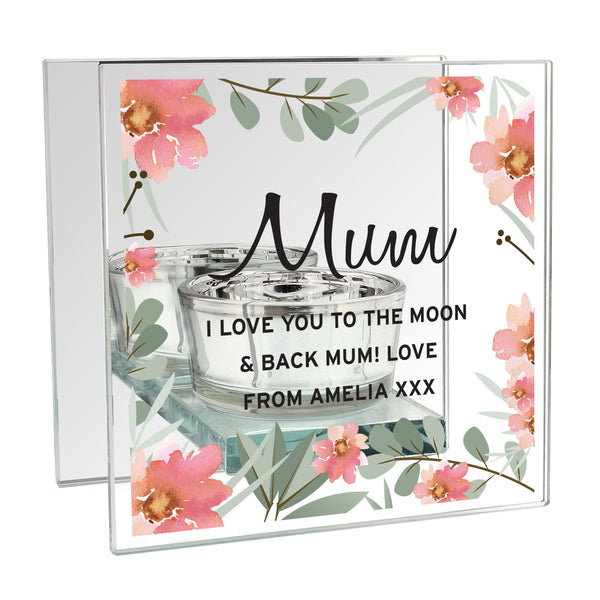 Personalised Floral Sentimental Mirrored Glass Tea Light Candle Holder - Shop Personalised Gifts