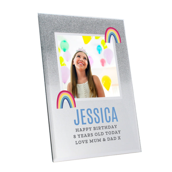 Personalised Rainbow 4x4 Glitter Glass Photo Frame - Shop Personalised Gifts