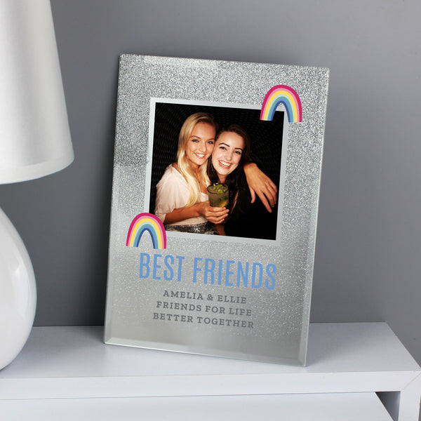 Personalised Rainbow 4x4 Glitter Glass Photo Frame - Shop Personalised Gifts