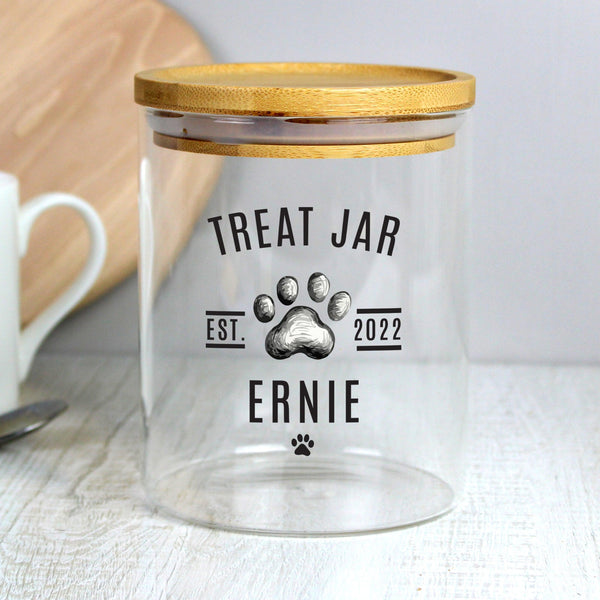 Personalised Pet Treats Glass Jar with Bamboo Lid - Shop Personalised Gifts