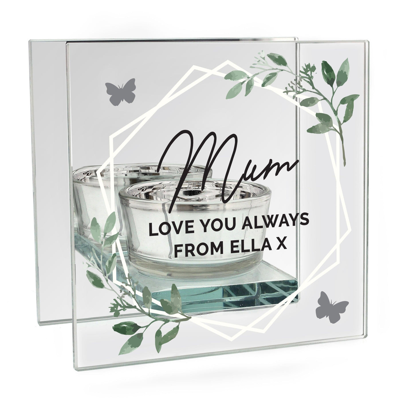 Personalised Botanical Mirrored Glass Tea Light Candle Holder - Shop Personalised Gifts