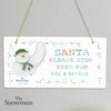 Personalised The Snowman Let it Snow Santa Stop Here Wooden Hanging Sign