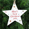 Personalised First Christmas Wooden Star Decoration - Shop Personalised Gifts