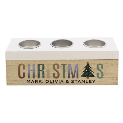 Personalised Christmas Tree Triple Tea Light Box - Shop Personalised Gifts