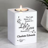 Personalised Life & Love White Wooden Tea Light Candle Holder - Shop Personalised Gifts