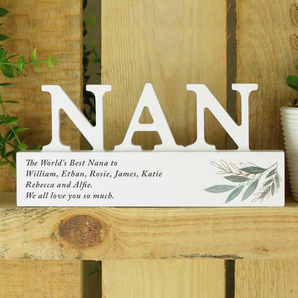 Personalised Botanical Wooden Nan Ornament