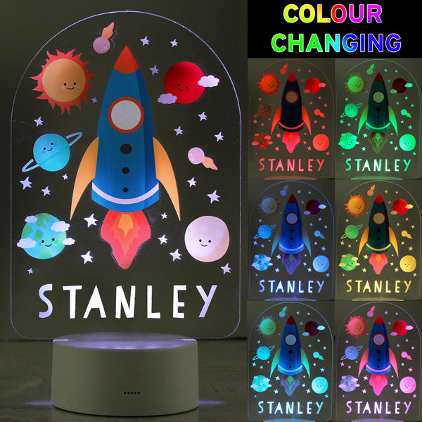 Personalised Space Rocket LED Colour Changing Night Light - Shop Personalised Gifts