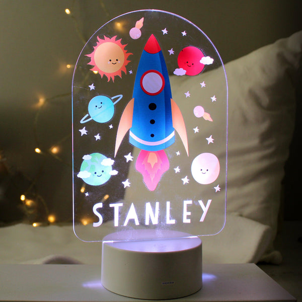 Personalised Space Rocket LED Colour Changing Night Light - Shop Personalised Gifts
