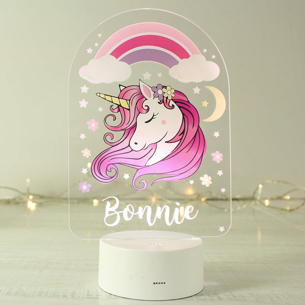 Personalised Pink Unicorn LED Colour Changing Night Light - Shop Personalised Gifts