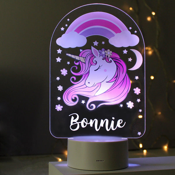 Personalised Pink Unicorn LED Colour Changing Night Light - Shop Personalised Gifts