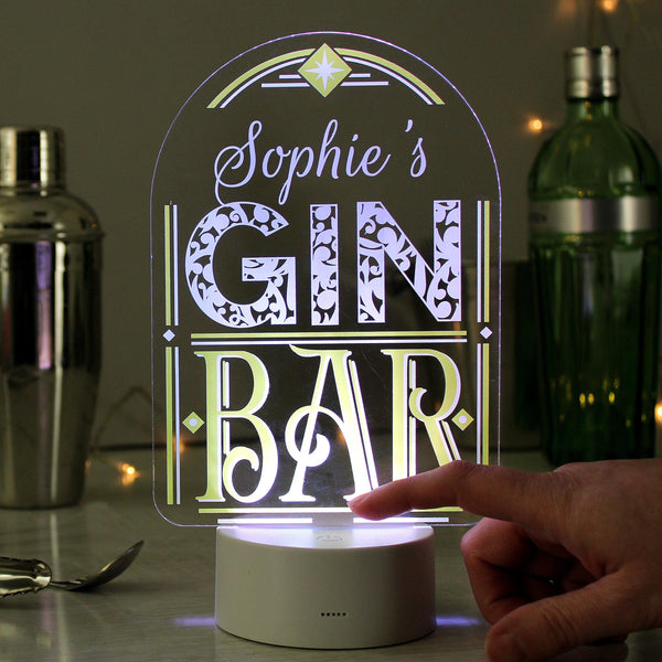 Personalised Gin Bar LED Colour Changing Night Light - Shop Personalised Gifts