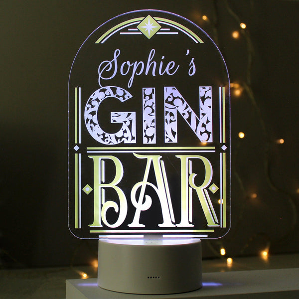 Personalised Gin Bar LED Colour Changing Night Light - Shop Personalised Gifts