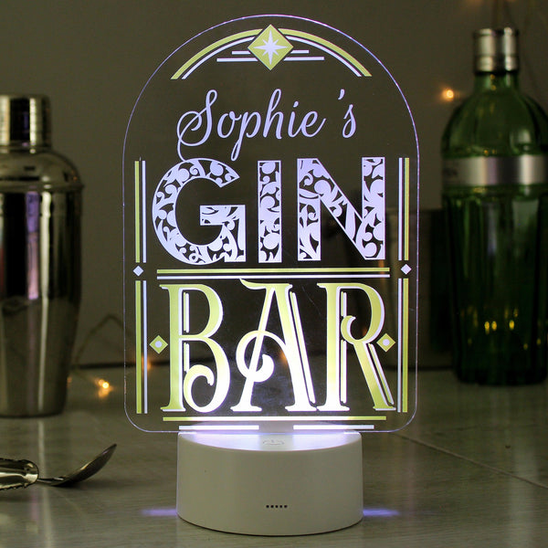 Personalised Gin Bar LED Colour Changing Night Light - Shop Personalised Gifts
