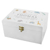 Personalised Safari Animals White Wooden Keepsake Box