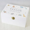 Personalised Safari Animals White Wooden Keepsake Box