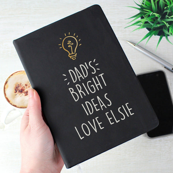 Personalised Light Bulb Black Hardback A5 Notebook - Shop Personalised Gifts