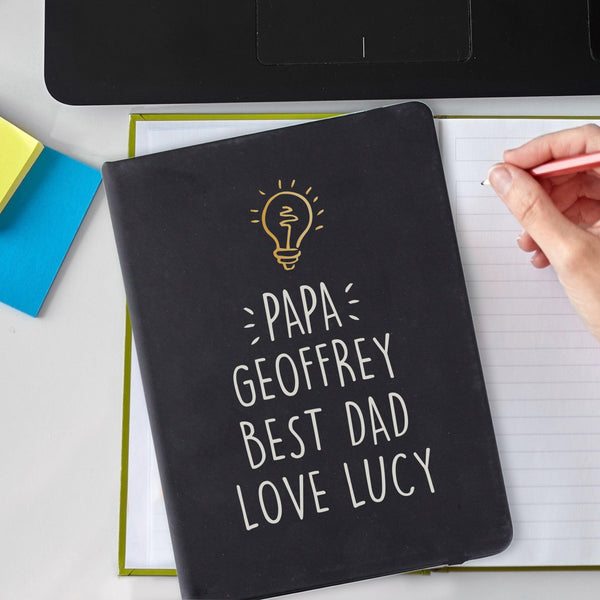 Personalised Light Bulb Black Hardback A5 Notebook - Shop Personalised Gifts