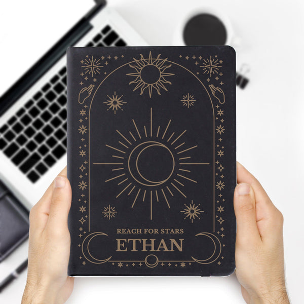 Personalised Celestial Black Hardback A5 Notebook - Shop Personalised Gifts