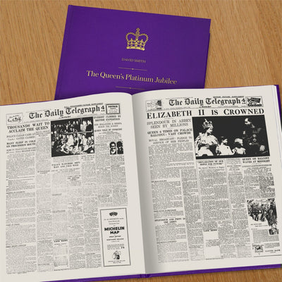 Telegraph Queen Elizabeth Jubilee Newspaper Book – Purple Leatherette