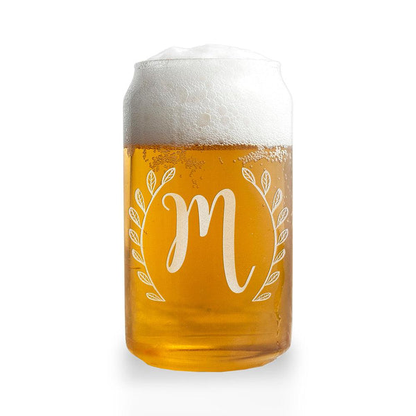 Personalised Leaf Framed Initial Beer Can Glass - Shop Personalised Gifts