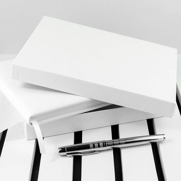 Engraved White Leather Memoriam Book - Shop Personalised Gifts