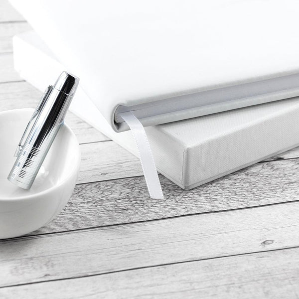 Engraved White Leather Memoriam Book - Shop Personalised Gifts