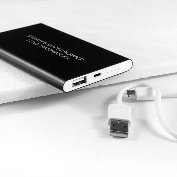 Personalised Engraved Black 4000 mAh Power Bank - Shop Personalised Gifts