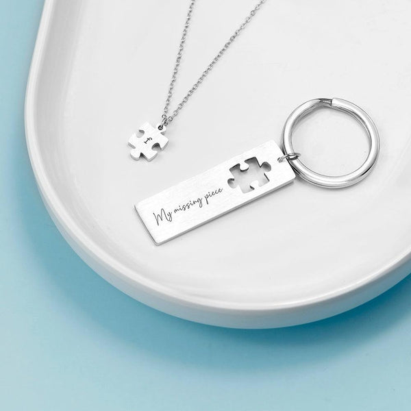 Personalised Perfect Fit Puzzle Piece Necklace & Keyring Set - Shop Personalised Gifts