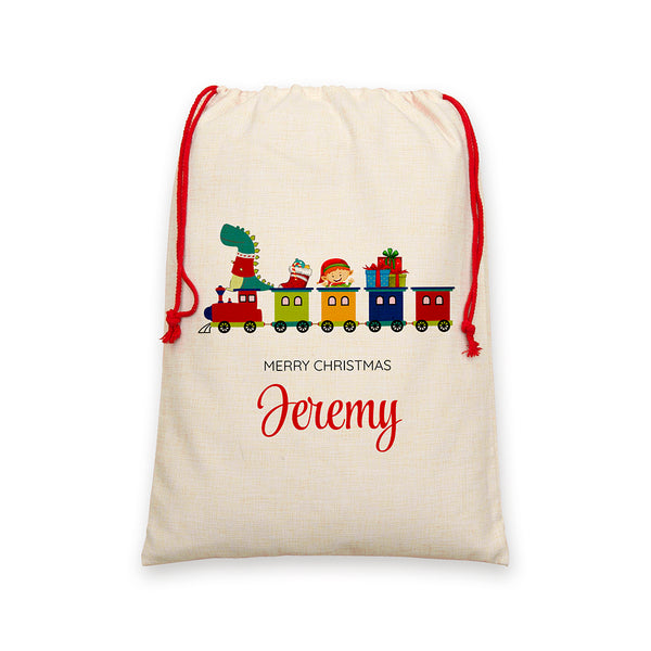 Personalised Kids Christmas Train Christmas Sack